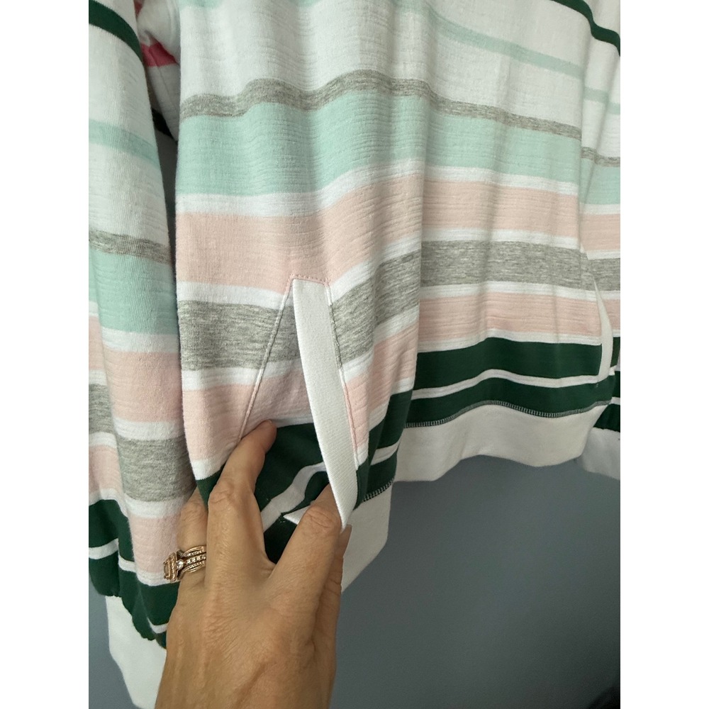 Women's Talbots Quarter Zip Striped Sweatshirt UPF 50+ Long Sleeve Size Medium - Picture 10 of 13